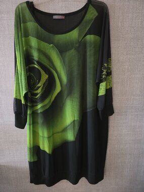 "Verda" women's black/green mesh dress size XL.